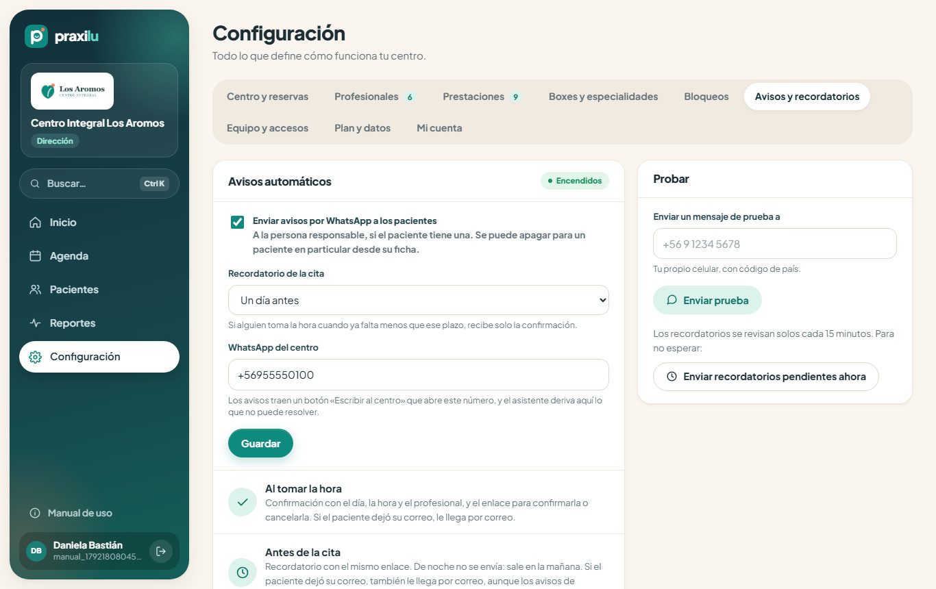 Avisos y recordatorios