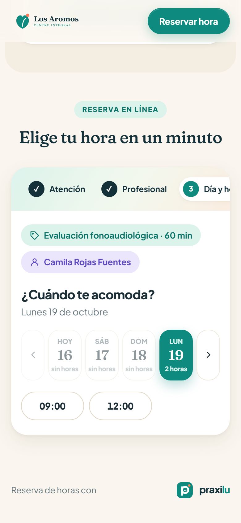Elegir día y hora